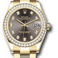 Rolex Yellow Gold Datejust - 31 MM - Oyster Bracelet - Diamond Bezel - Dark Grey Diamond Dial - 278288RBR dkgdo