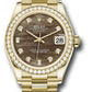 Rolex Yellow Gold Datejust - 31 MM - President Bracelet - Diamond Bezel - Dark Mother-of-Pearl Diamond Dial - 278288RBR dkmdp