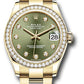 Rolex Yellow Gold Datejust - 31 MM - Oyster Bracelet - Diamond Bezel - Olive Green Diamond Dial - 278288RBR ogdo