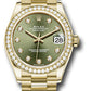 Rolex Yellow Gold Datejust - 31 MM - President Bracelet - Diamond Bezel - Olive Green Diamond Dial - 278288RBR ogdp