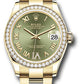 Rolex Yellow Gold Datejust - 31 MM - Oyster Bracelet - Diamond Bezel - Olive Green Diamond Six Dial - 278288RBR ogdr6o