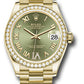 Rolex Yellow Gold Datejust - 31 MM - President Bracelet - Diamond Bezel - Olive Green Diamond Six Dial - 278288RBR ogdr6p