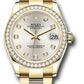 Rolex Yellow Gold Datejust - 31 MM - Oyster Bracelet - Diamond Bezel - Silver Diamond Dial - 278288RBR sdo