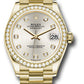 Rolex Yellow Gold Datejust - 31 MM - President Bracelet - Diamond Bezel - Silver Diamond Dial - 278288RBR sdp