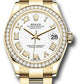 Rolex Yellow Gold Datejust - 31 MM - Oyster Bracelet - Diamond Bezel - White Roman Dial - 278288RBR wro