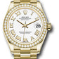 Rolex Yellow Gold Datejust - 31 MM - President Bracelet - Diamond Bezel - White Roman Dial - 278288RBR wrp