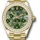 Rolex Yellow Gold Datejust - 31 MM - President Bracelet - Diamond Bezel - Olive Green Floral Motif Diamond 6 Dial - 278288rbr ogflomdp