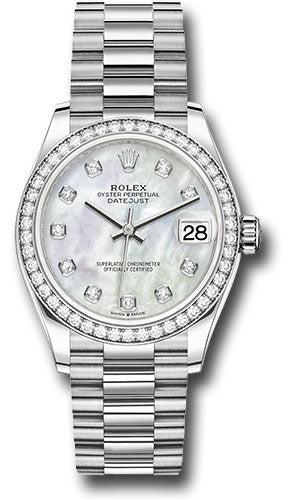 Rolex White Gold Datejust - 31 MM - President Bracelet - Diamond Bezel - Mother-Of-Pearl Diamond Dial - 278289RBR mdp