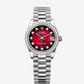 Rolex Datejust - 31 MM - White Gold - Red Ombré Dial - Diamond Bezel - President Bracelet - 278289RBR-0028