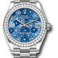 Rolex White Gold Datejust - 31 MM - President Bracelet - Diamond Bezel - Azzurro Blue Floral Motif Diamond Dial - 278289rbr azflomdp