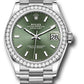 Rolex White Gold Datejust - 31 MM - President Bracelet - Diamond Bezel - Mint Green Index Dial - 278289rbr mgip