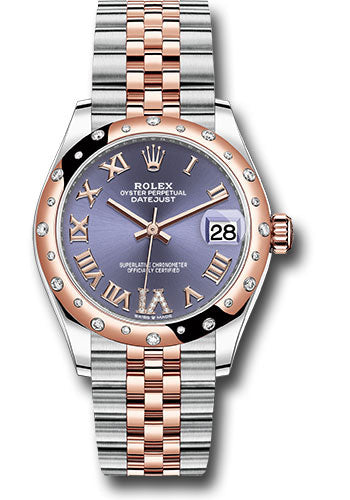 Rolex Steel and Everose Gold Datejust - 31 MM - Jubilee Bracelet - 24 Diamond Bezel - Aubergine Roman Diamond  Dial - 278341RBR aubdr6j