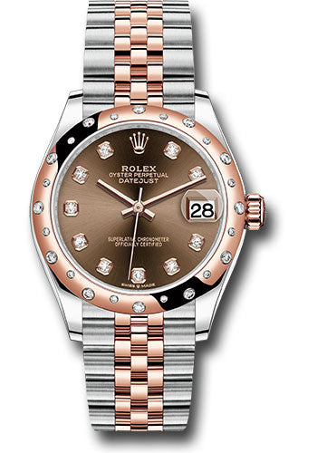 Rolex Steel and Everose Gold Datejust - 31 MM - Jubilee Bracelet - 24 Diamond Bezel - chocolate  Roman Dial - 278341RBR chodj