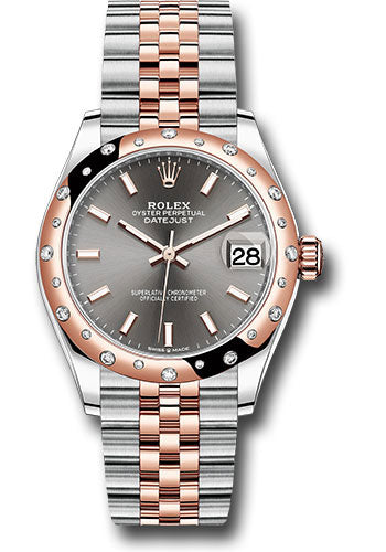 Rolex Steel and Everose Gold Datejust - 31 MM - Jubilee Bracelet - 24 Diamond Bezel - Dark Rhodium Index Dial - 278341RBR dkrhij