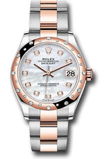 Rolex Steel and Everose Gold Datejust - 31 MM - Oyster Bracelet - 24 Diamond Bezel -  Mother-of-pearl  Diamond Dial - 278341RBR-0025
