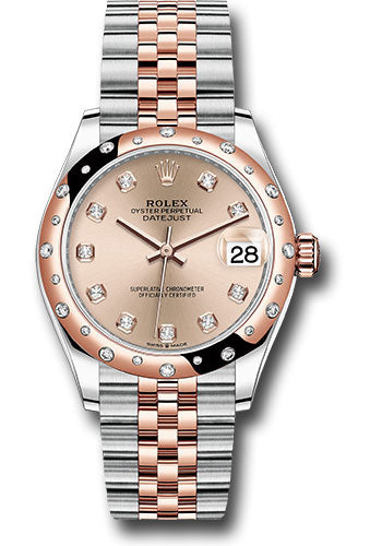 Rolex Steel and Everose Gold Datejust - 31 MM - Jubilee Bracelet - 24 Diamond Bezel - Rose Diamond Dial - 278341RBR rodj