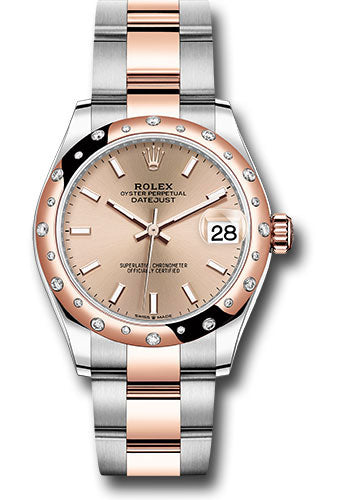 Rolex Steel and Everose Gold Datejust - 31 MM - Oyster Bracelet - 24 Diamond Bezel - Rosé Roman Dial - 278341RBR roio