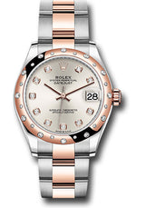 Rolex Steel and Everose Gold Datejust - 31 MM - Oyster Bracelet - 24 Diamond Bezel -  Silver Diamond Dial - 278341RBR-0015