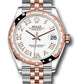 Rolex Steel and Everose Gold Datejust - 31 MM - Jubilee Bracelet - 24 Diamond Bezel -  White Roman Dial - 278341RBR wrj