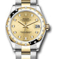 Rolex Steel and Yellow Gold Datejust - 31 MM - Oyster Bracelet - Domed Diamond Bezel - Champagne Diamond Dial - 278343 chdo