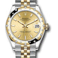 Rolex Steel and Yellow Gold Datejust - 31 MM - Jubilee Bracelet - Domed Diamond Bezel - Champagne Index Dial - 278343 chij