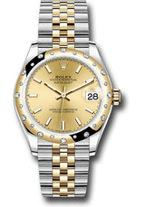 Rolex Steel and Yellow Gold Datejust - 31 MM - Jubilee Bracelet - Domed Diamond Bezel - Champagne Index Dial - 278343RBR-0014