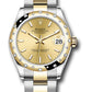 Rolex Steel and Yellow Gold Datejust - 31 MM - Oyster Bracelet - Domed Diamond Bezel - Champagne Index Dial - 278343 chio