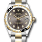 Rolex Steel and Yellow Gold Datejust - 31 MM - Oyster Bracelet - Domed Diamond Bezel - Dark Grey Diamond Dial - 278343 dkgdo