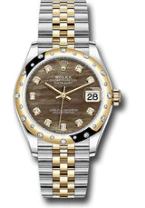 Rolex Steel and Yellow Gold Datejust - 31 MM - Jubilee Bracelet - Domed Diamond Bezel - Dark Mother-of-Pearl Diamond Dial - 278343RBR-0024