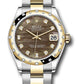 Rolex Steel and Yellow Gold Datejust - 31 MM - Oyster Bracelet - Domed Diamond Bezel - Dark Mother-of-Pearl Diamond Dial - 278343 dkmdo