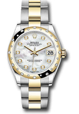 Rolex Steel and Yellow Gold Datejust - 31 MM - Oyster Bracelet - Domed Diamond Bezel - Mother-of-Pearl Diamond Dial - 278343RBR-0027
