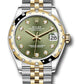 Rolex Steel and Yellow Gold Datejust - 31 MM - Jubilee Bracelet - Domed Diamond Bezel - Olive Green Diamond Dial - 278343 ogdj