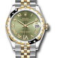 Rolex Steel and Yellow Gold Datejust - 31 MM - Jubilee Bracelet - Domed Diamond Bezel - Olive Green Diamond Roman Six Dial - 278343 ogdr6j