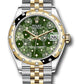 Rolex Steel and Yellow Gold Datejust - 31 MM - Jubilee Bracelet - Domed Diamond Bezel - Olive Green Floral Motif Diamond 6 Dial - 278343rbr ogflomdj