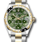 Rolex Steel and Yellow Gold Datejust - 31 MM - Oyster Bracelet - Domed Diamond Bezel - Olive Green Floral Motif Diamond 6 Dial - 278343rbr ogflomdo