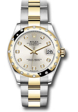 Rolex Steel and Yellow Gold Datejust - 31 MM - Oyster Bracelet - Domed Diamond Bezel - Silver Diamond Dial - 278343RBR-0019