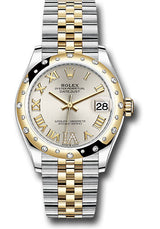 Rolex Steel and Yellow Gold Datejust - 31 MM - Jubilee Bracelet - Domed Diamond Bezel - Silver Diamond Roman Six Dial - 278343RBR-0004