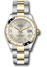 Rolex Steel and Yellow Gold Datejust - 31 MM - Oyster Bracelet - Domed Diamond Bezel - Silver Diamond Roman Six Dial - 278343RBR-0003