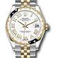 Rolex Steel and Yellow Gold Datejust - 31 MM - Jubilee Bracelet - Domed Diamond Bezel - White Roman Dial - 278343 wrj