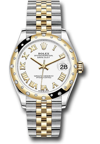 Rolex Steel and Yellow Gold Datejust - 31 MM - Jubilee Bracelet - Domed Diamond Bezel - White Roman Dial - 278343 wrj