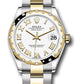 Rolex Steel and Yellow Gold Datejust - 31 MM - Oyster Bracelet - Domed Diamond Bezel - White Roman Dial - 278343 wro