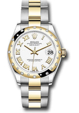 Rolex Steel and Yellow Gold Datejust - 31 MM - Oyster Bracelet - Domed Diamond Bezel - White Roman Dial - 278343RBR-0001