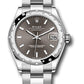 Rolex Steel and White Gold Datejust - 31 MM - Oyster Bracelet - Domed 24 Diamond Bezel - Dark Grey Index Dial - 278344RBR dkgio