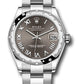 Rolex Steel and White Gold Datejust - 31 MM - Oyster Bracelet - Domed 24 Diamond Bezel - Dark Grey Roman Dial - 278344RBR dkgro