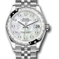 Rolex Steel and White Gold Datejust - 31 MM - Jubilee Bracelet - Domed 24 Diamond Bezel - White Mother-Of-Pearl Diamond Dial - 278344RBR mdj