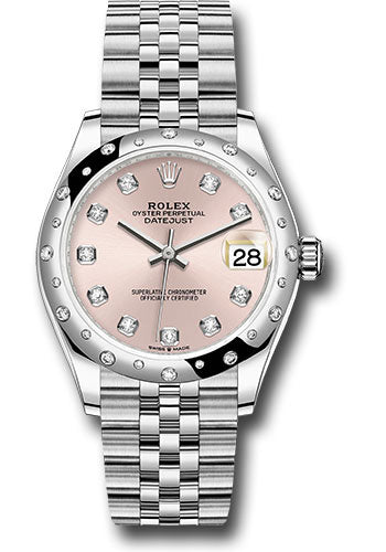 Rolex Steel and White Gold Datejust - 31 MM - Jubilee Bracelet - Domed 24 Diamond Bezel - Pink Diamond Dial - 278344RBR pdj