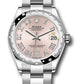 Rolex Steel and White Gold Datejust - 31 MM - Oyster Bracelet - Domed 24 Diamond Bezel - Pink Roman Diamond 6 Dial - 278344RBR pdr6o