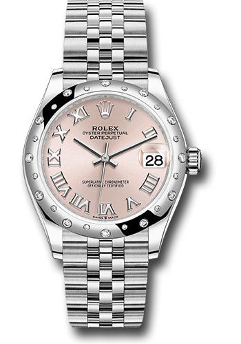 Rolex Steel and White Gold Datejust - 31 MM - Jubilee Bracelet - Domed 24 Diamond Bezel - Pink Roman Dial - 278344RBR prj