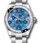 Rolex Steel and White Gold Datejust - 31 MM - Oyster Bracelet - Domed 24 Diamond Bezel - Azzurro Blue Floral Motif Diamond Dial - 278344rbr azflomdo