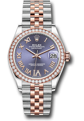 Rolex Steel and Everose Gold Datejust - 31 MM - Jubilee Bracelet - 46 Diamond Bezel - Aubergine Diamond Roman VI Dial - 278381RBR aubdr6j